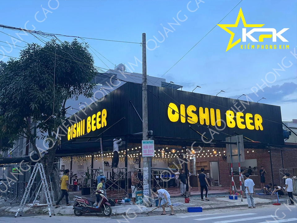 THI CÔNG BẢNG HIỆU CHỮ NỔI ĐÈN LED TẠI OISHII BEER